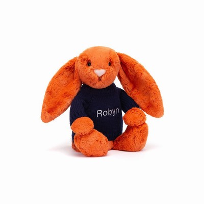 Jellycat Bashful Tangerine Conejo with Navy Jumper | CFKT-28560